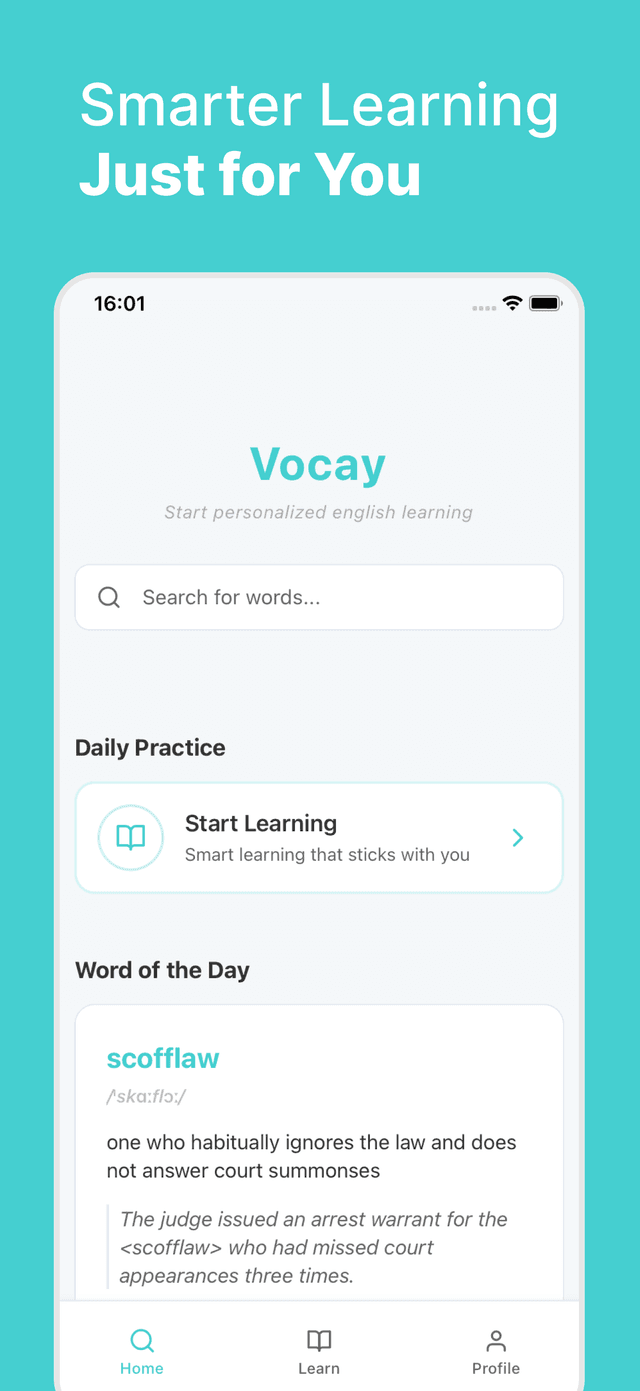 Vocay app main interface